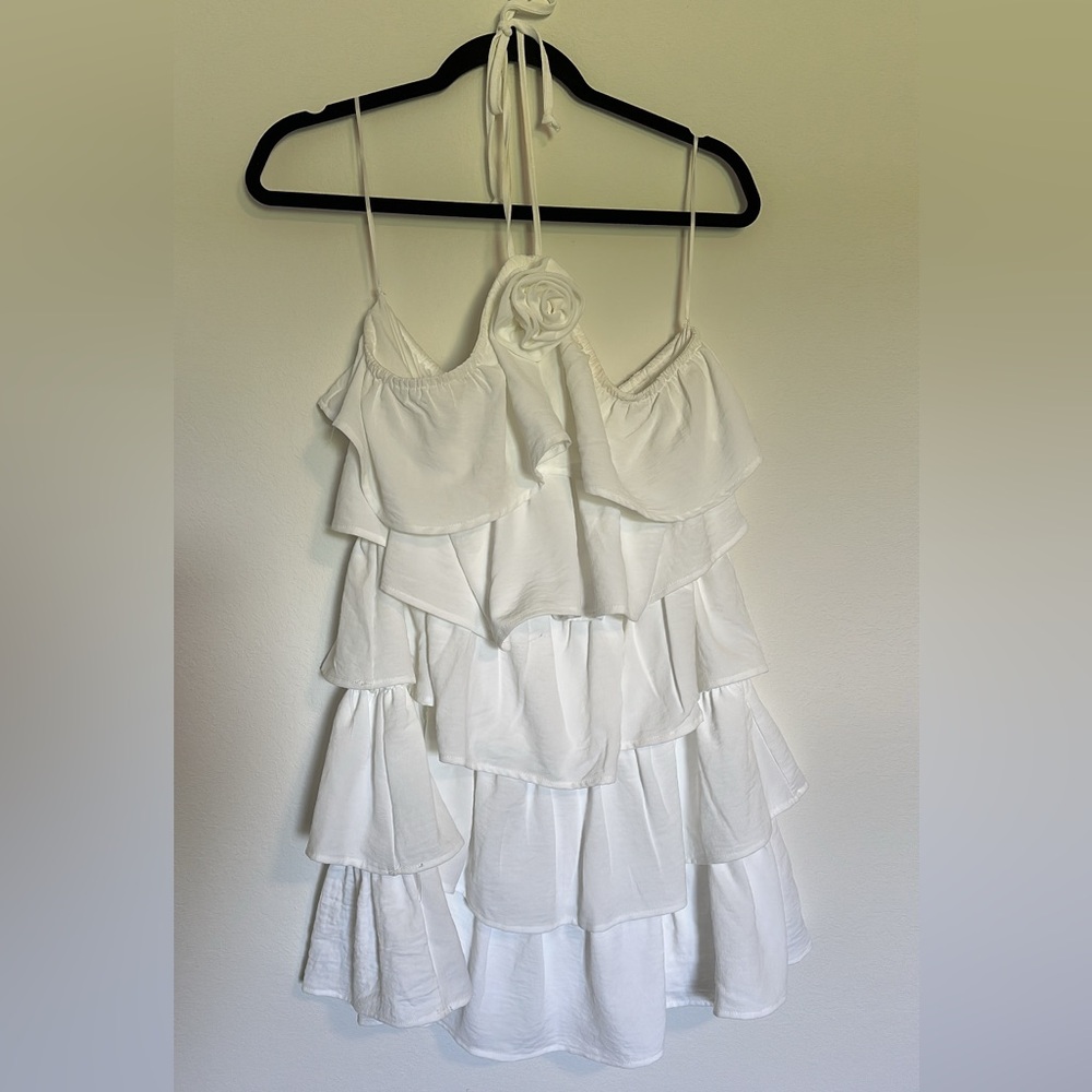Altar'd State White Tiered Ruffle Mini Dress